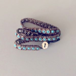 turquoise and bronze wrap tie bracelet